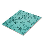 Blauw Blauwgroen bloemmotief Tegeltje (Zijkant)