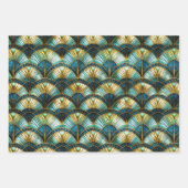 Blauw, blauwgroen en gouden Glas in lood Inpakpapier Vel (Voorkant 3)