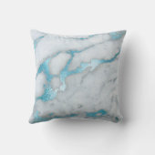 Blauw Blauwgroen en Wit Marmer Monogrammed Initiaa Kussen (Achterkant)