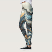 Blauw Blauwgroen Gouden Agaat Modern Glam Elegant Leggings (Links)