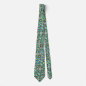 Blauw, Blauwgroen, Groen & Chocoladepatroon Stropdas (Voorkant)