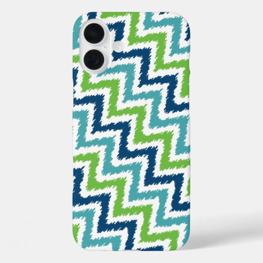 Blauw Blauwgroen groen diagram Zigzag Ikat Patroon Case-Mate iPhone Case (Achterkant)
