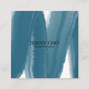 Blauw blauwgroen inktvispenseellijnwater vierkante visitekaartje