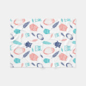 Blauw Blauwgroen koraal bezit femeren patroonmandj Fleece Deken (Voorkant (Horizontaal))