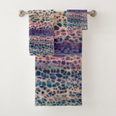 Blauw Blauwgroen Lila wit acryl Abstracte fluïdkun Bad Handdoek (Insitu)