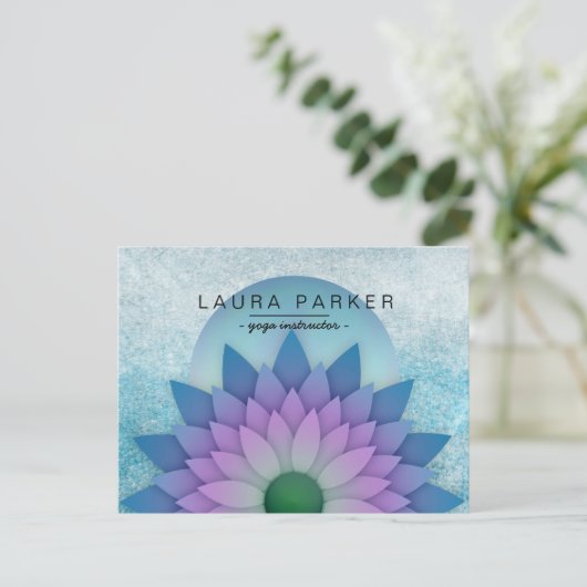 Blauw Blauwgroen Lotus Bloem Yoga Meditatie Holist Briefkaart (Staand voorkant)