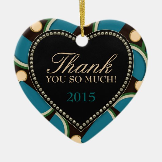 Blauw Blauwgroen monogram Hartelijk dank Ornament (Voorkant)