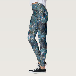 Blauw Blauwgroen Mysterious Space Mandala Leggings