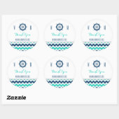 Blauw Blauwgroen Nautisch Bedankt Bruiloftsgunst L Ronde Sticker (Vel)