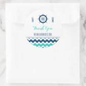 Blauw Blauwgroen Nautisch Bedankt Bruiloftsgunst L Ronde Sticker (Tas)