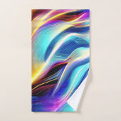 Blauw Blauwgroen Roze Geel Wavy Abstractie Bad Handdoek (Handdoek)
