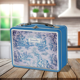 blauw blauwgroen Toile de Jouy bedrukt