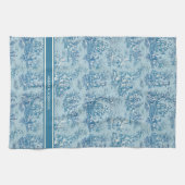 blauw blauwgroen Toile de Jouy bedrukt Theedoek (Horizontaal)