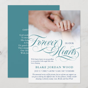 Blauw Blauwgroen voor eeuwig in ons hart Baby-herd Aankondiging