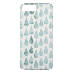 Blauw/Blauwgroen Waterverf Groot Raindrop Patroon iPhone 8 Plus / 7 Plus Hoesje
