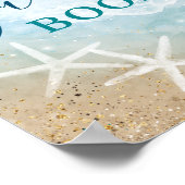 Blauw Blauwgroen Waterverf Strand Bruiloft Gast Bo Poster (Hoek)