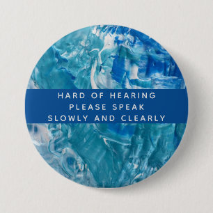 Blauw Blauwgroen Wit Abstracte Harde Hoorzitting 3 Ronde Button 7,6 Cm