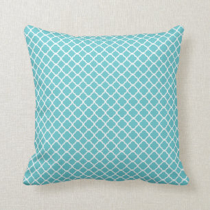 Blauw Blauwgroen Wit Marokkaans Lattice Kussen