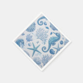 Blauw Blauwgroen zeepaardschelp zeesterren oceaanp Servet (Hoek)
