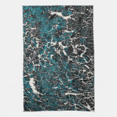 Blauw Blauwgroen zwart wit Abstract patroon Theedoek (Verticaal)