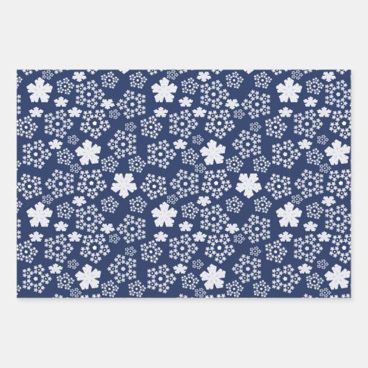 Blauw, Blauwgroen, Zwart & Wit Ster & Sneeuwvlok P Inpakpapier Vel (Voorkant)
