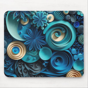 Blauw Bliss Papier Quill Muismat