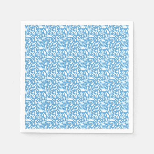 Blauw bloeiend printpapier servet (Voorkant)