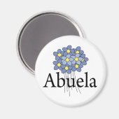  Blauw Bloem Abuela T-shirt Magneet (Voorkant / Achterkant)