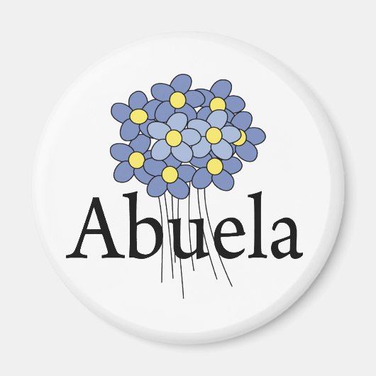  Blauw Bloem Abuela T-shirt Magneet (Voorkant)