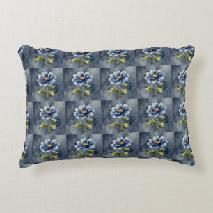 Blauw bloem aquarel patroon accent kussen