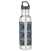 Blauw bloem aquarel patroon waterfles (Achterkant)