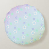 Blauw Bloem Bloem Gradiënt kleurrijk Patroon Rond Kussen (Achterkant)