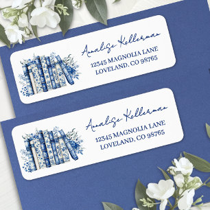 Blauw Bloem Boek Retouradres Etiket