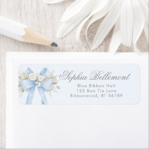 Blauw Bloem Boog Baby Shower Retouradres Etiket