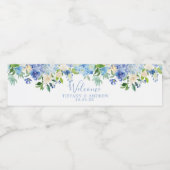 Blauw Bloem Bruiloft Welkom Waterfles Label Waterfles Etiket (Enkel label)