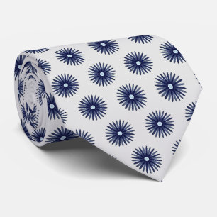 Blauw Bloem Grafisch Patroon  Stropdas