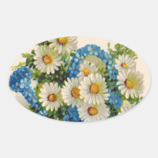 Blauw Bloem het Water geven kan Ovale Sticker