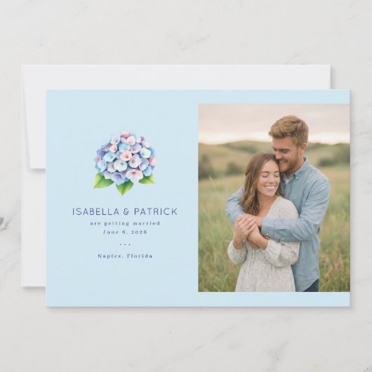 Blauw Bloem Illustratie met Vrolijke Toon Save The Date (Voorkant)