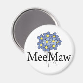  Blauw Bloem MeeMaw T-shirt Magneet (Voorkant / Achterkant)