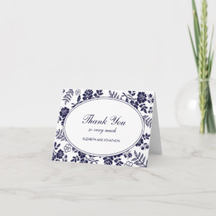 Blauw Bloem Motief Bedankkaartjes Bedankkaart