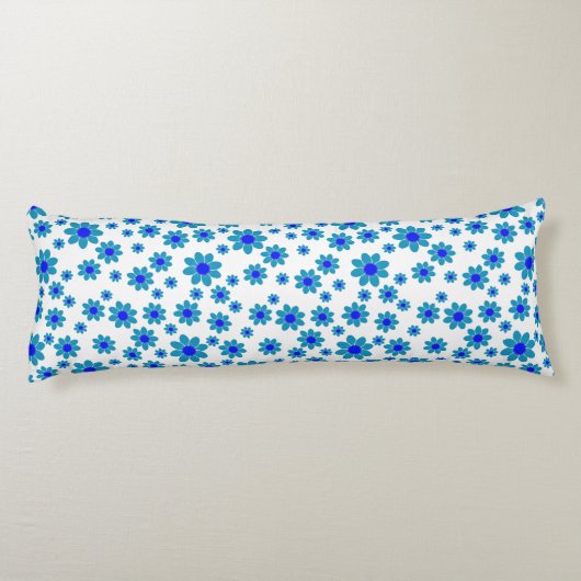 Blauw Bloem Motief | Daisy Pattern Lichaamskussen (Achterkant)