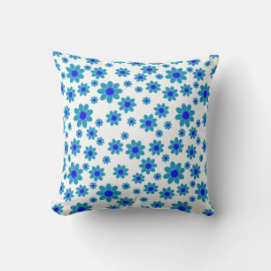 Blauw Bloem Motief Madeliefjes Patroon Kussen