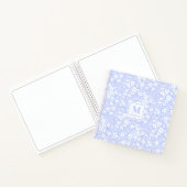Blauw Bloem Motief Monogram Notitieboek Journaal (Binnen)