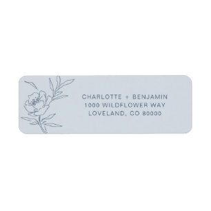 Blauw Bloem Motief Retouradres Label