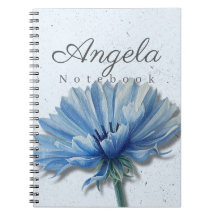 Blauw Bloem Notitieboek Naam | Korenbloem Journal