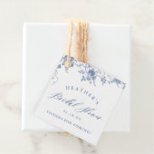 Blauw Bloemachtig Bruidsfeest Bedankjes Labels (In situ)