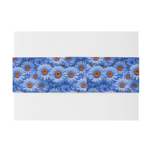 Blauw bloemblauw zonnebloemen blauw madeliefjes pa uitnodigingen wikkel (Achterkant Voorbeeld)