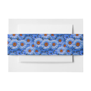 Blauw bloemblauw zonnebloemen blauw madeliefjes pa uitnodigingen wikkel