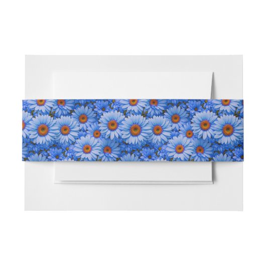 Blauw bloemblauw zonnebloemen blauw madeliefjes pa uitnodigingen wikkel (Voorkant Voorbeeld)