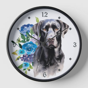 Blauw Bloemboeket Zwart Labrador Retriever Hond
